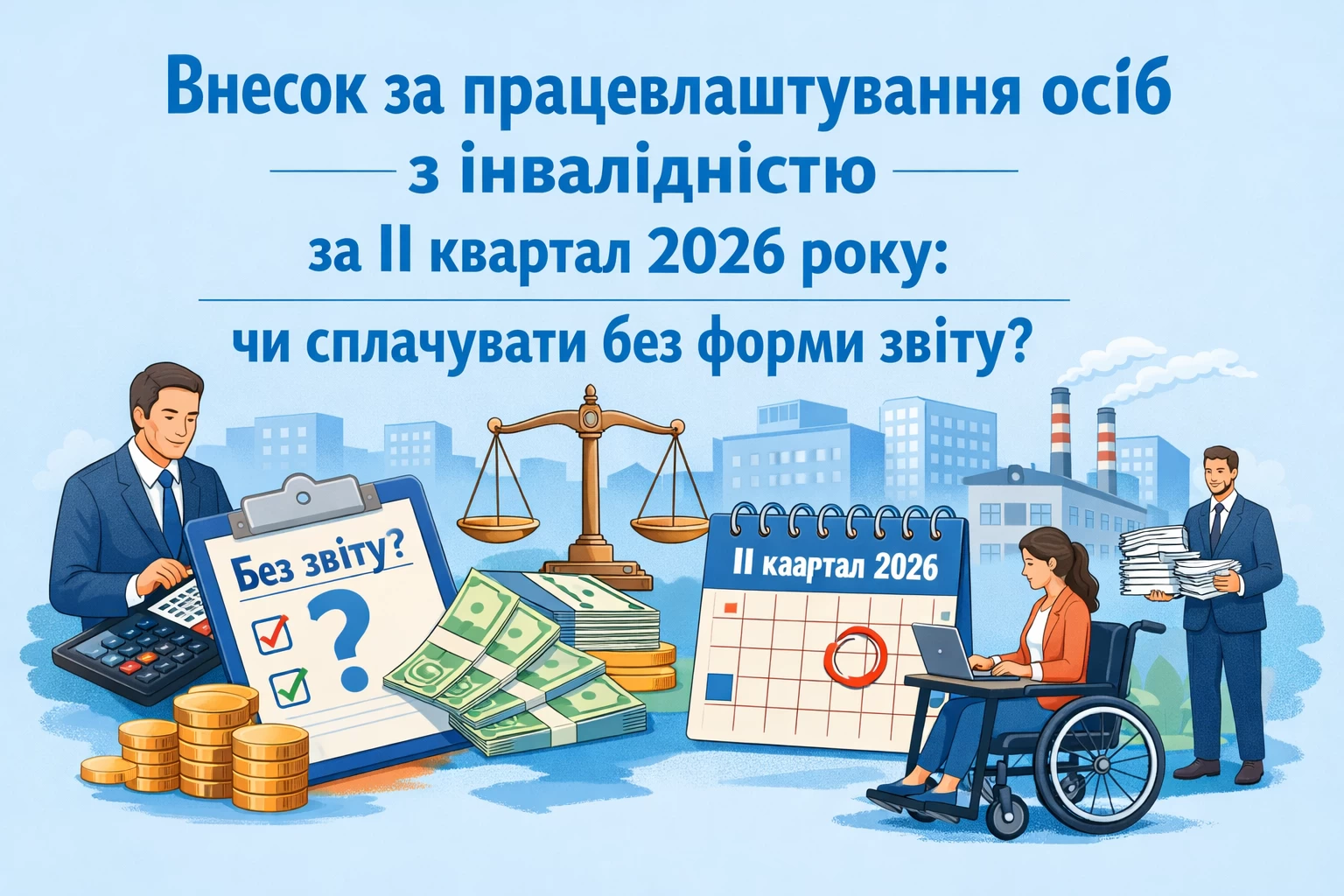 Внесок за працевлаштування осіб з інвалідністю за ІІ квартал 2026 року: чи сплачувати без форми звіту