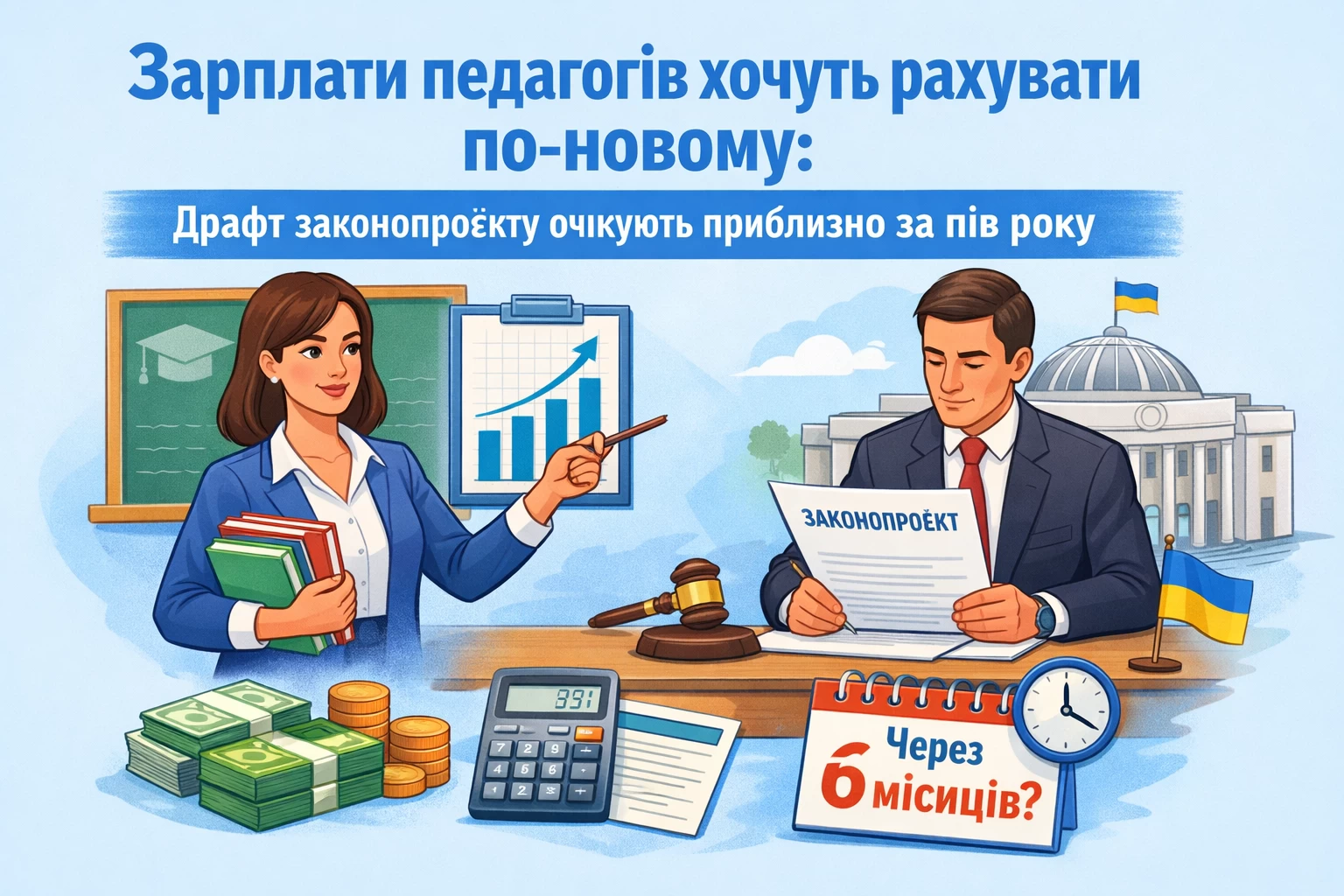 Зарплати педагогів хочуть рахувати по-новому: драфт законопроєкту очікують приблизно за пів року