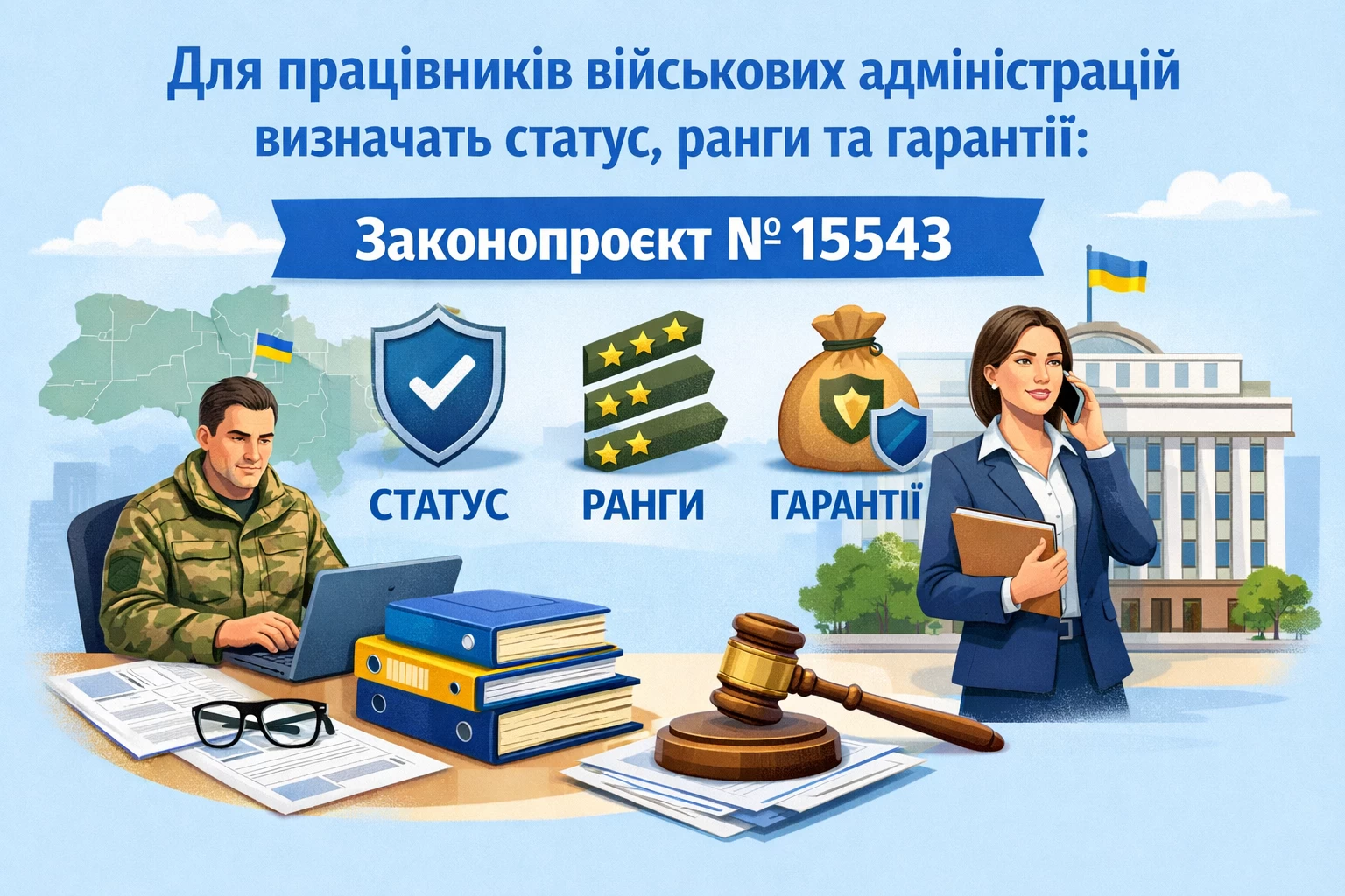 Для працівників військових адміністрацій визначать статус, ранги та гарантії: законопроєкт № 15543
