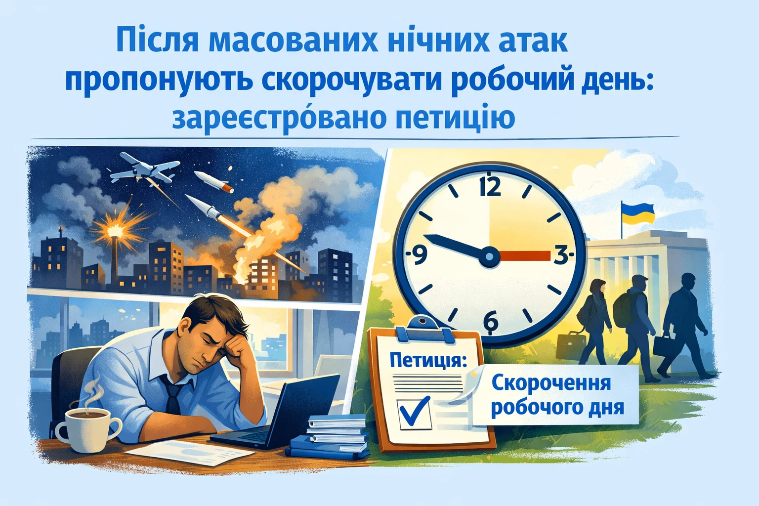 Після масованих нічних атак пропонують скорочувати робочий день: зареєстровано петицію