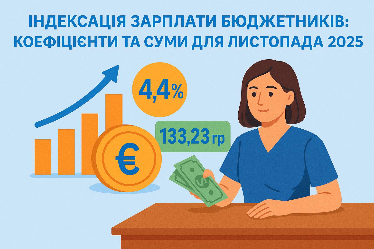 Індексація зарплати бюджетників: коефіцієнти та суми для листопада 2025 року