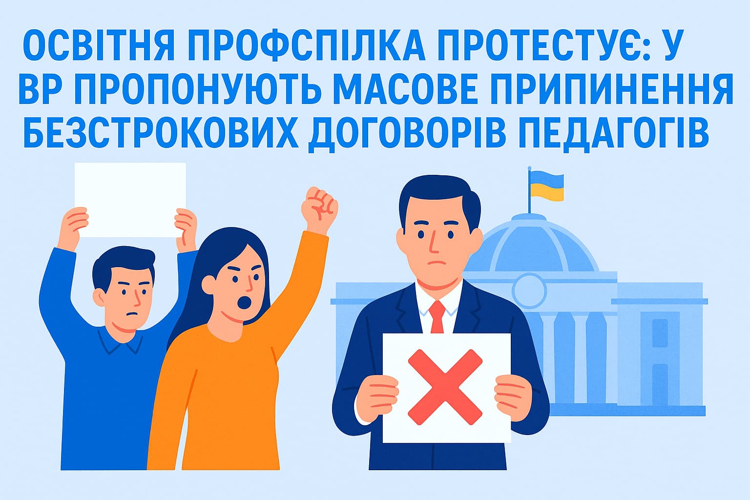 Освітня профспілка протестує: у ВР пропонують масове припинення безстрокових договорів педагогів