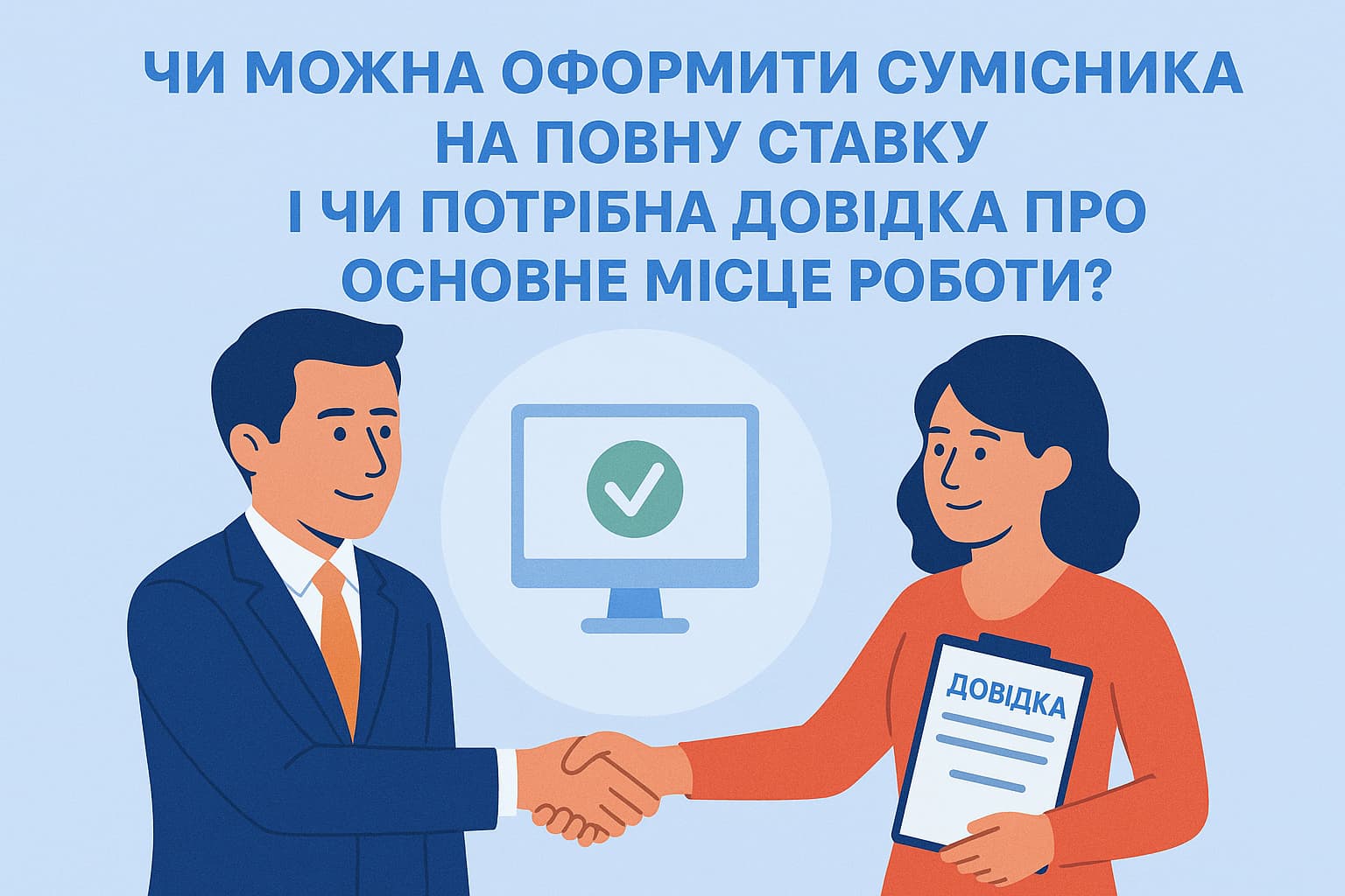 Чи можна оформити сумісника на повну ставку і чи потрібна довідка про основне місце роботи?
