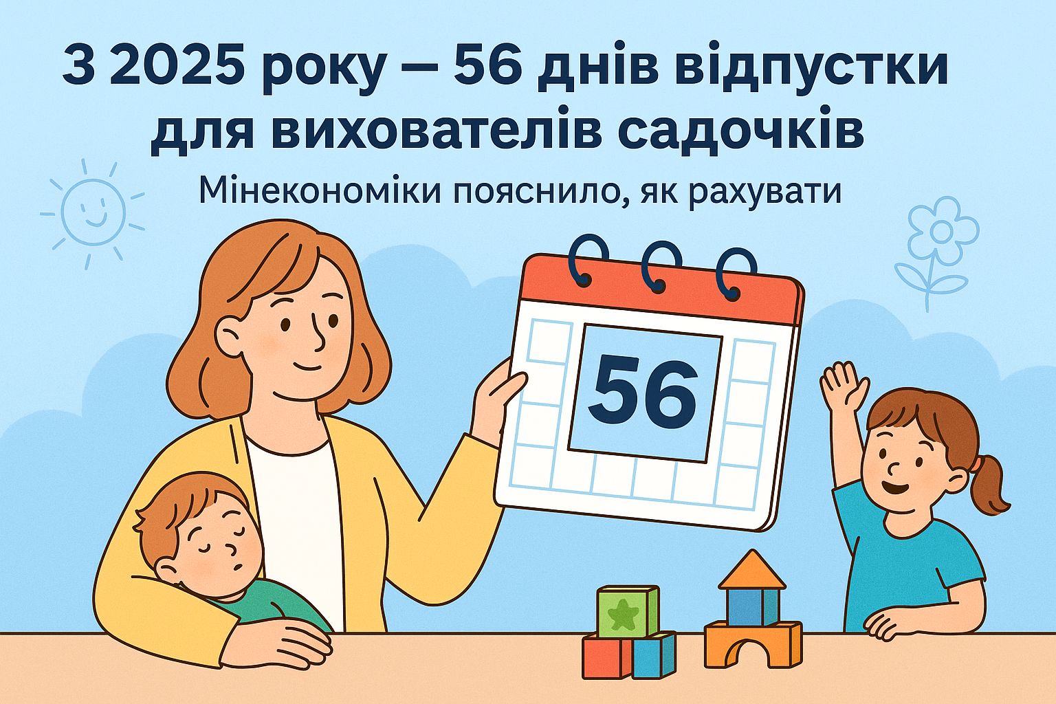 З 2025 року — 56 днів відпустки для вихователів садочків: Мінекономіки пояснило, як рахувати