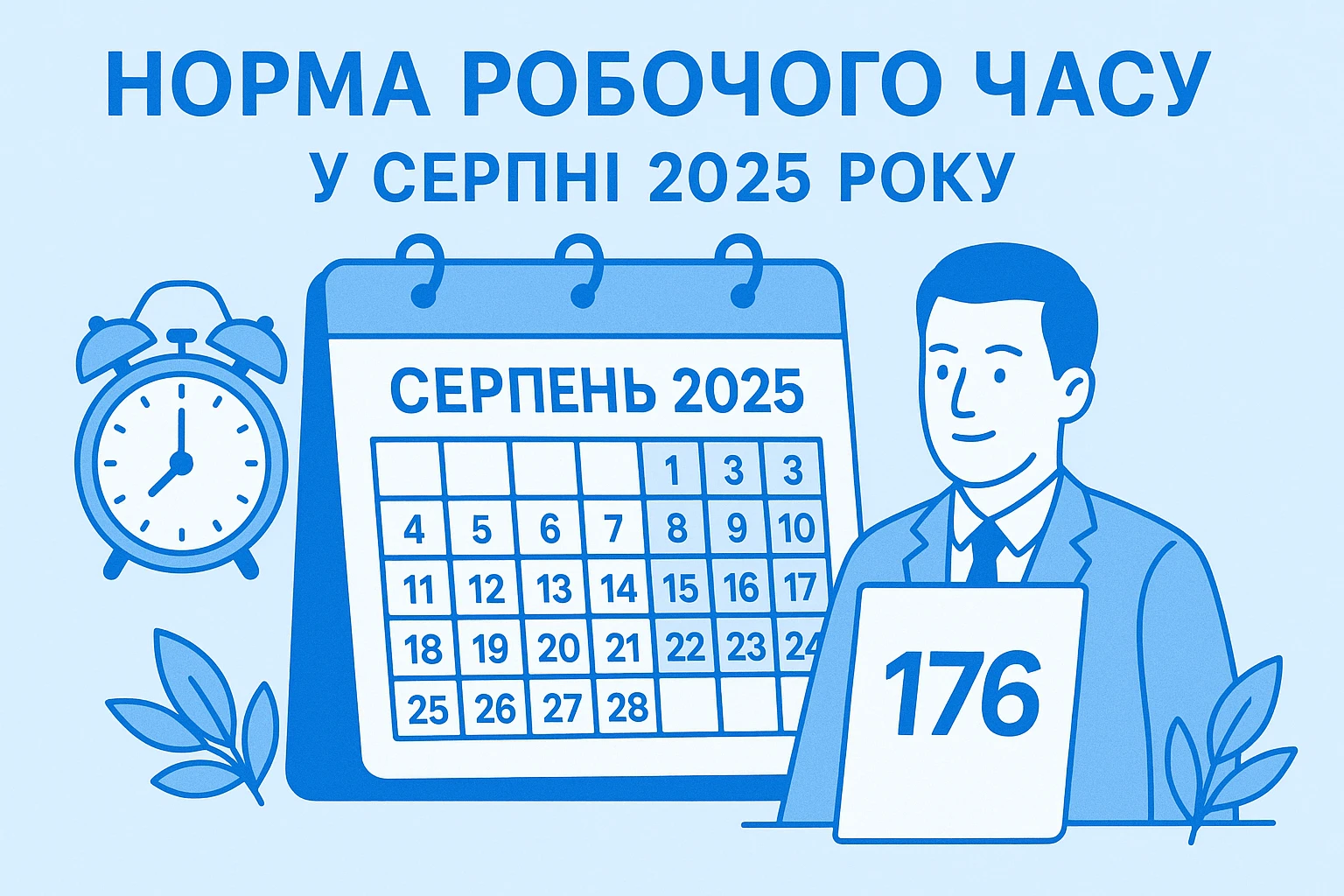 Норма робочого часу у серпні 2025 року
