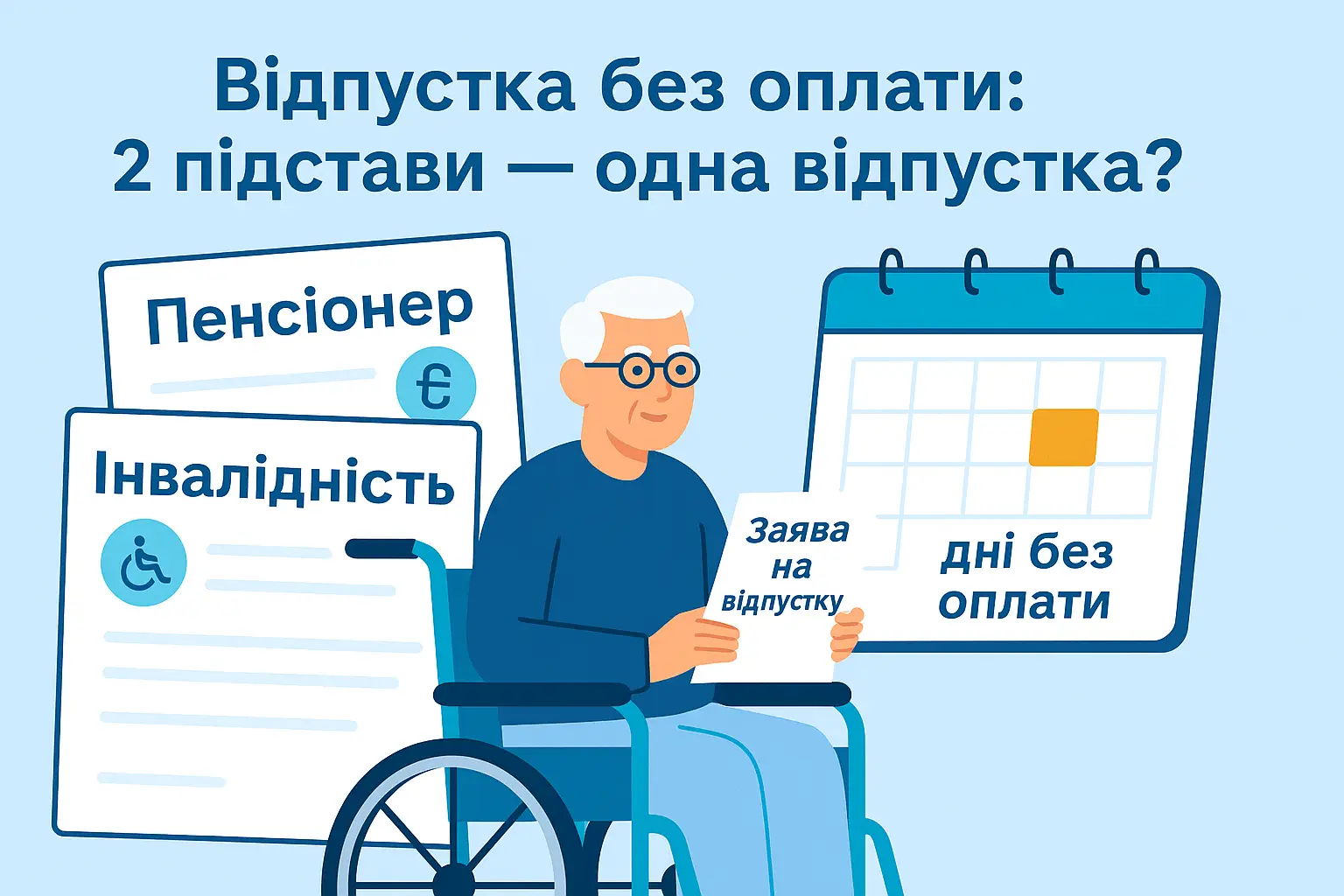 Чи може пенсіонер з інвалідністю взяти відпустку без оплати за двома підставами?