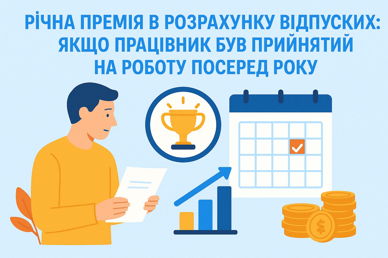 Річна премія в розрахунку відпускних: якщо працівник був прийнятий на роботу посеред року