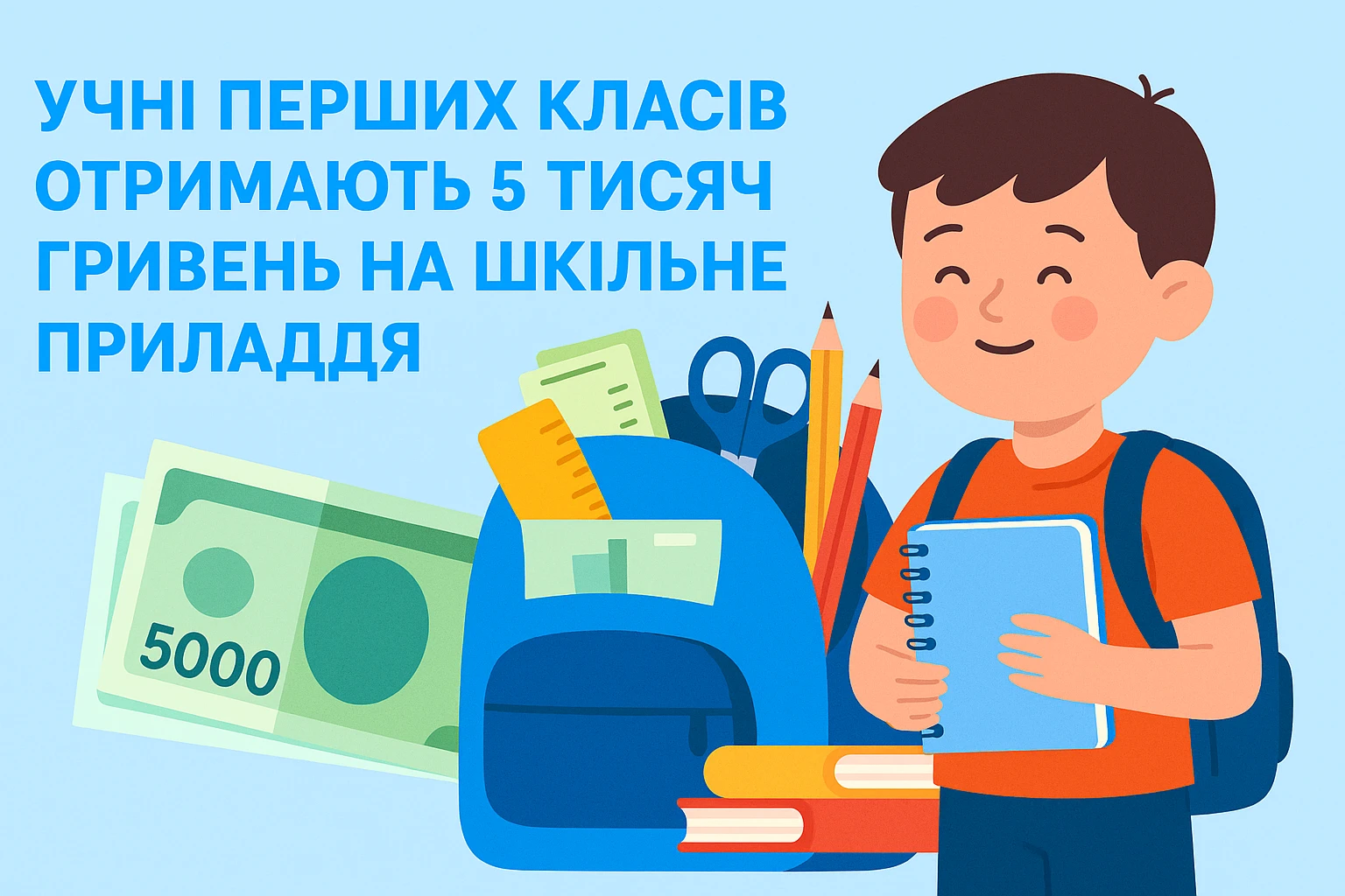 Учні перших класів отримають 5 тисяч гривень на шкільне приладдя